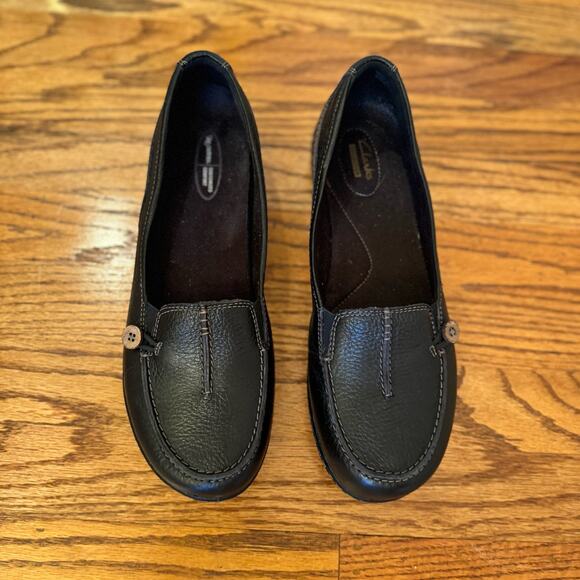 Clarks Women's 11M Black Ashland Scurry Clogs Slip On Leather Comfort Round Toe - Picture 13 of 15